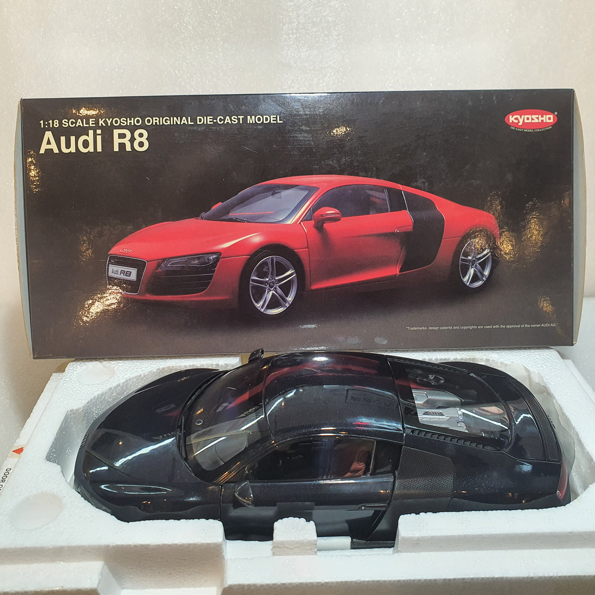 1:18 Kyosho Audi R8 - Black - After Market – toyznetwork