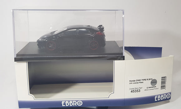 1:43 Ebbro Honda Civic Type R 2015 (UK Licence Plate) - Crystal Black Pearl