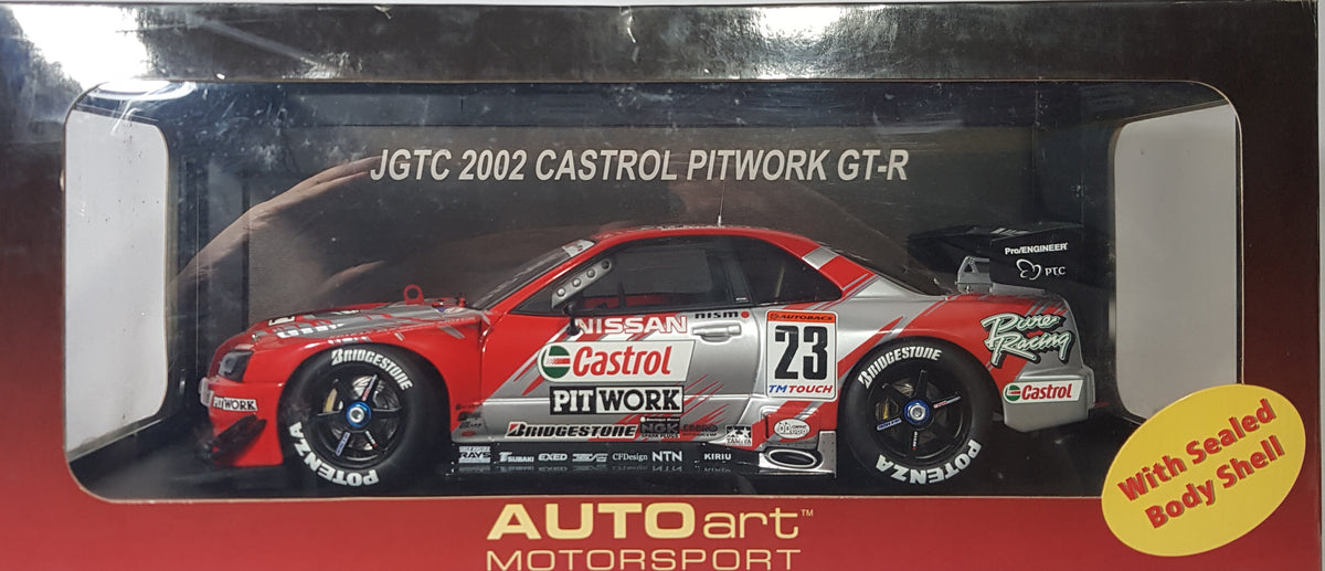 1:18 Autoart Nissan Skyline GTR R34 JGTC 2002 #23 castrol Pitwork 