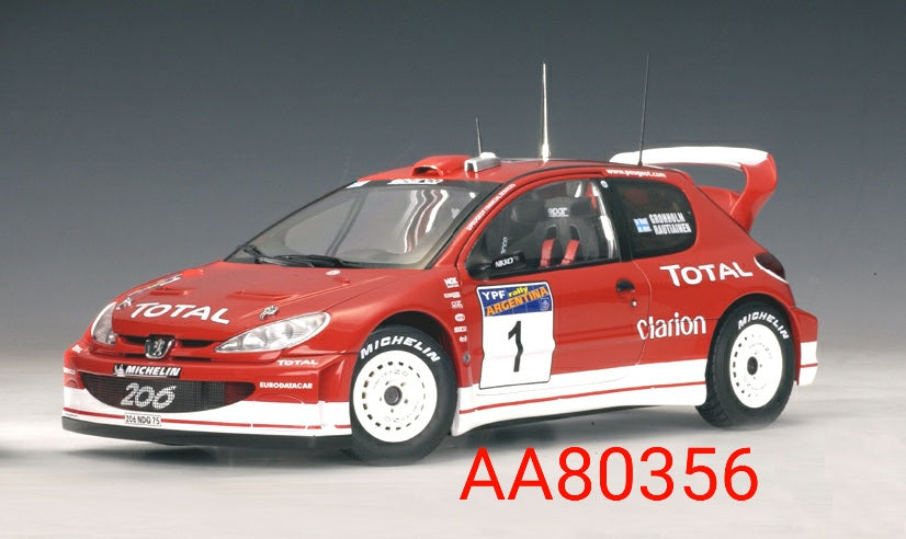 1:18 Autoart Peugeot 206 WRC 2003 M Gronholm / T. Rautiainen #1