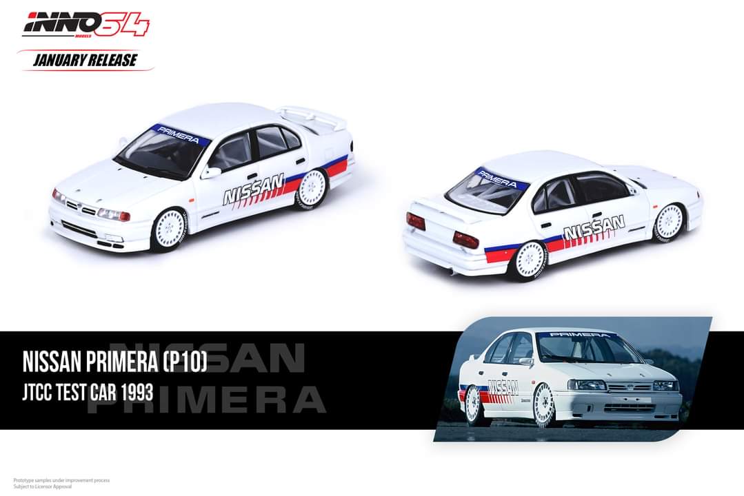 1:64 Inno64 Nissan Primera (P10) JTCC Test Car 1993 – toyznetwork