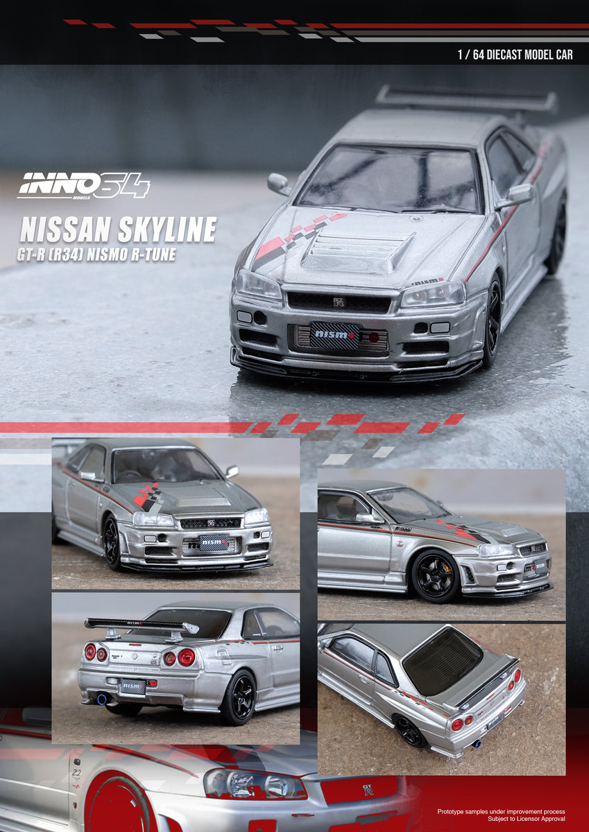 1:64 Inno64 Nissan Skyline GTR R34 R-Tune Silver – toyznetwork