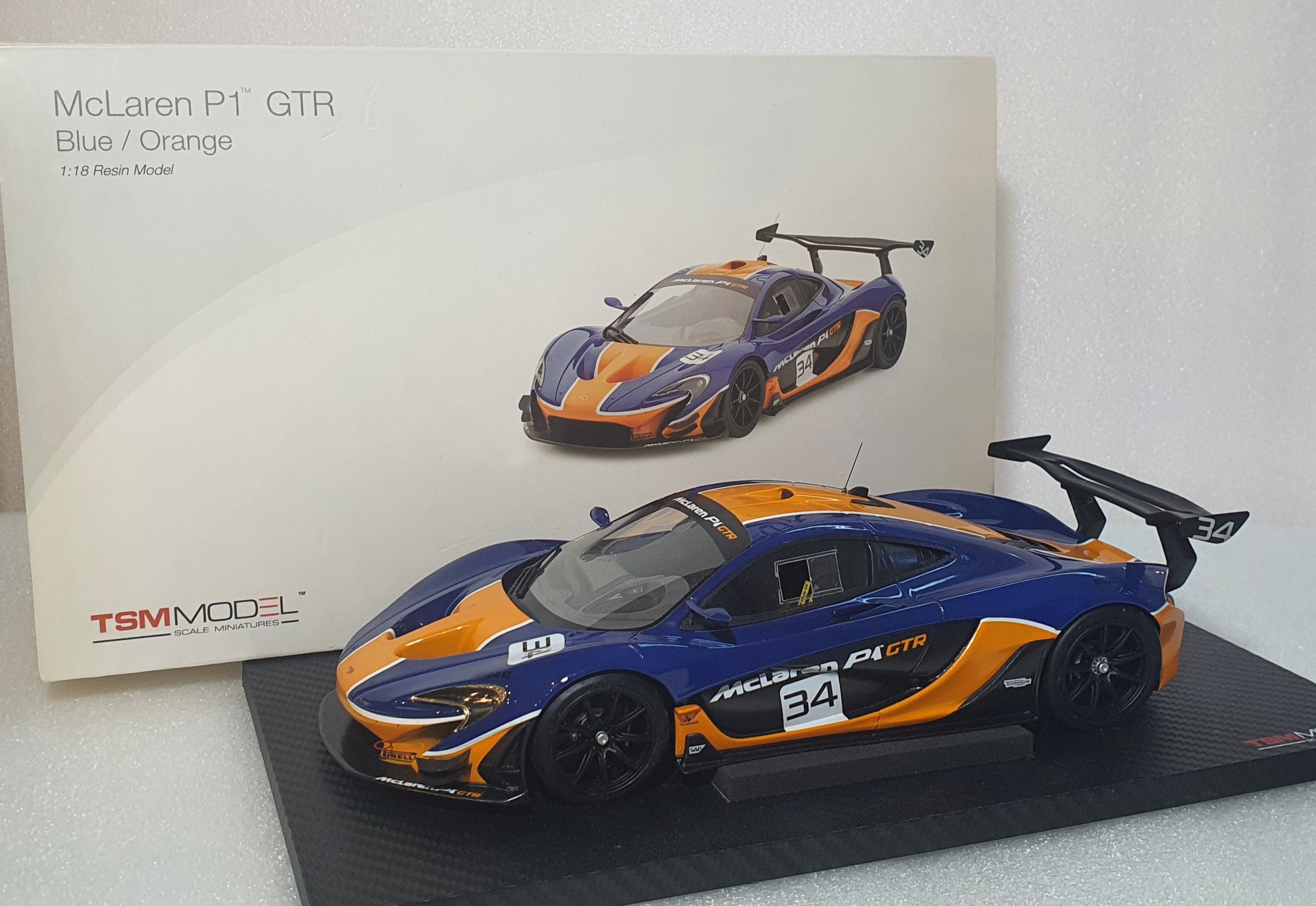 TSM MODEL 1/12 マクラーレンP1 Blue/Orange 1/12 TSM McLaren P1 Blue / Orange Resin Car Model Limited