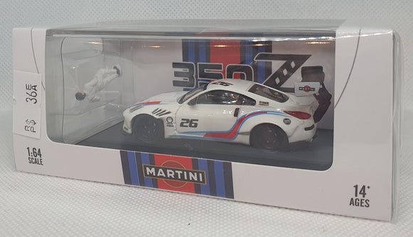 1:64 TimeMicro Nissan Fairlady 350z Martini w Figurine