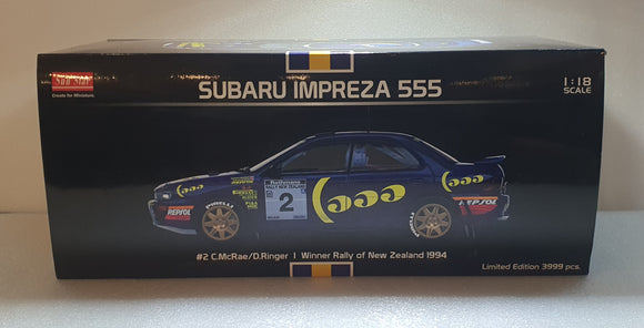 1:18 Sunstar Subaru Impreza 555 #2 Winner Rally of New Zealand 1994