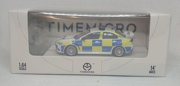 1:64 TimeMicro Mitsubishi Lancer Evolution X UK Police White w Figurine