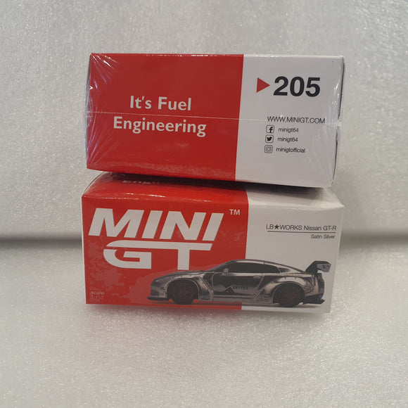 1:64 Mini GT LB Works Nissan GTR Satin Silver - Sinopec MGT205