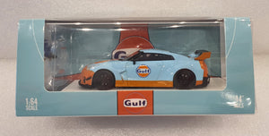 1:64 TimeMicro Nissan GTR R35 Gulf w RoofBox & Figure