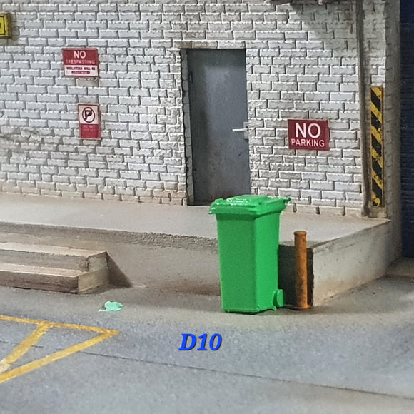 1:64 Figurine Green Dustbin - D10