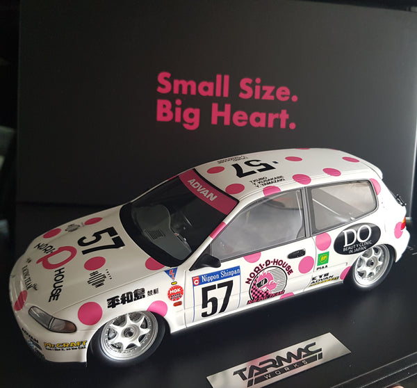 ★自作 カスタム★ 92’ホンダシビックEG【N1耐久 のりピーシビックカラー】 1:18 Tarmac Works Honda Civic EG6 #57 Japan N1 Endurance Race 1992