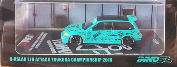 1:64 Inno64 Honda Civic EF9 K-Aslan Attack Tsukuba Championship  2018 - JDM03