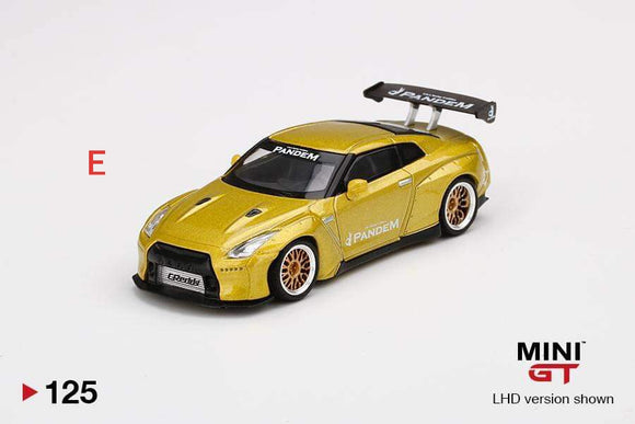1:64 Mini GT Panden Nissan GTR R35 GT Wing Cosmopolitan Yellow MGT125