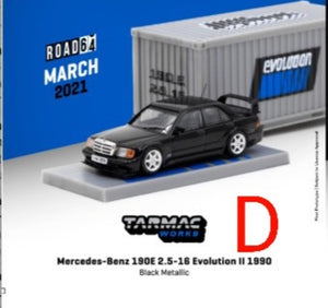 1:64 Tarmac Mercedes Benz 190E 2.5-16 Evolution II 1990 Black Metallic