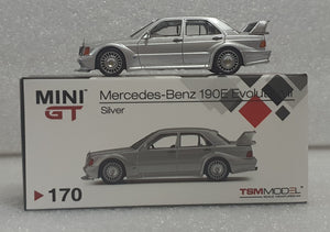 1:64 Mini GT Mercedes Benz 190E 2.5-16 Evolution II Silver - MGT170