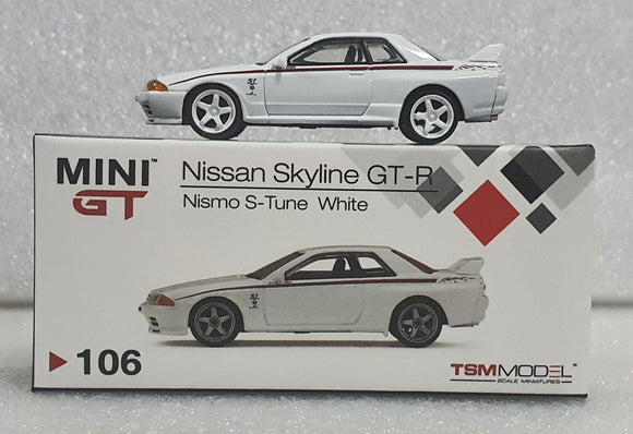 1:64 Mini GT Nissan GTR R32 Nismo S-Tune White - MGT106