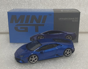 1:64 Mini GT Lamborghini Huracan Evo Blu Eleos MGT229