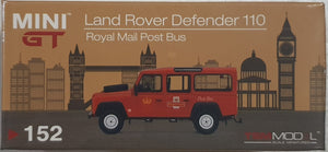 1:64 Mini GT Land Rover Defender 110 Royal Mail Post Bus - MGT152