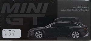 1:64 Mini GT Audi RS6 Avant Mythos Black Metallic w Roof Box - MGT257