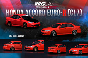 1:64 Inno64 Honda Accord Euro R CL7 Milano Red w Extra Wheels  & Decals