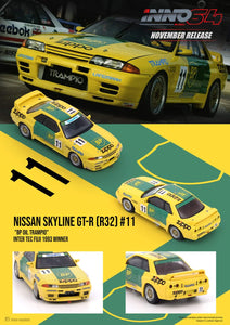 1:64 Inno64 Nissan Skyline GTR R32 #11 "BP Oil Trampio" Inter TEC Fuji 1993 Winner