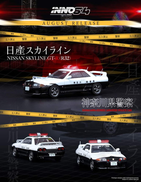 1:64 Inno64 Nissan Skyline GTR R32 Kanagawa Kenkei Japanese Police