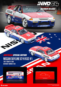 1:64 Inno64 Nissan Skyline GTR R32 #1 "Nissan Motorsport" Bathurst Tooheys 1000 Winner 1991 Jim Richards / Mark Skaife - Australia Special Edition
