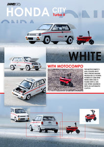 1:64 Inno64 Honda City Turbo II White (Mod Version) w Red Motocompo