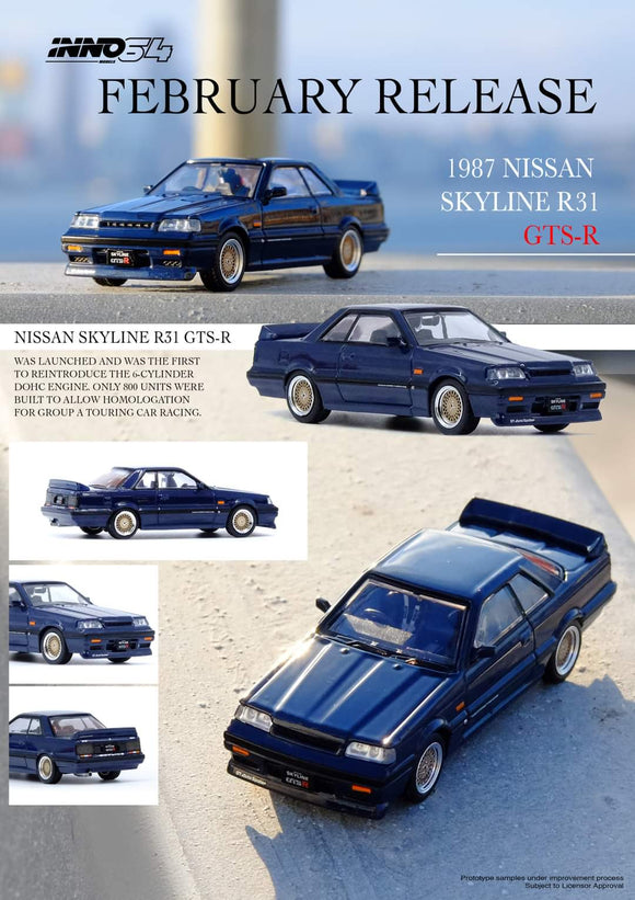 1:64 Inno64 Nissan Skyline GTS-R R31 DarkBlue