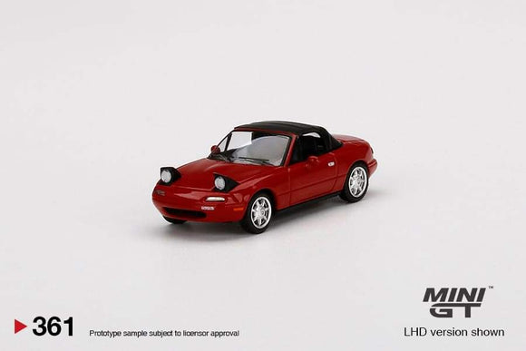 1:64 Mini GT Mazda Miata MX-5 (NA) Classic Red Headlight Up / Soft Top - MGT361