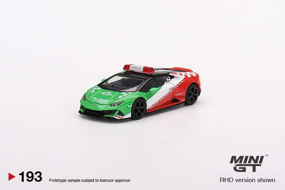 1:64 Mini GT Lamborghini Huracan EVO Bologna Airport 2020 Follow-Me Car - MGT193