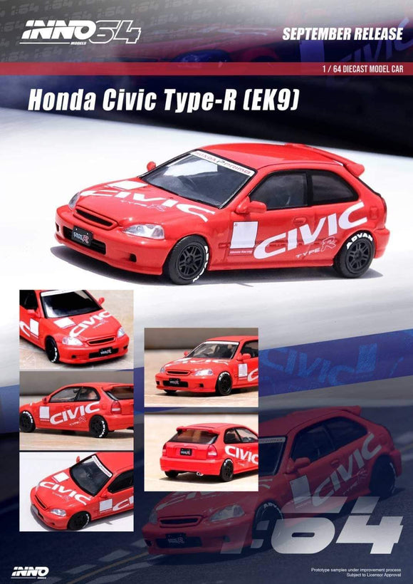 1:64 Inno64 Honda Civic Type R EK9 Red w 
