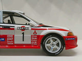 1:18 Tarmac Works Mitsubishi Lancer Evo V WRC #1 Winner Rally Sanremo 1998 - Tommi Makinen