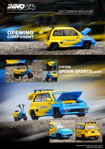1:64 Inno64 Honda City Turbo II "Spoon Sports" Customs Livery w Motocompo