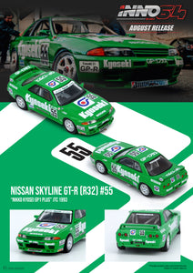 1:64 Inno64 Nissan Skyline GTR R32 #55 "Nikko Kyosei GP1 Plus" JTC 1993