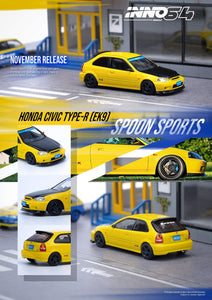 1:64 Inno64 Honda Civic Type R EK9 Yellow Tuned by Spoon Sports